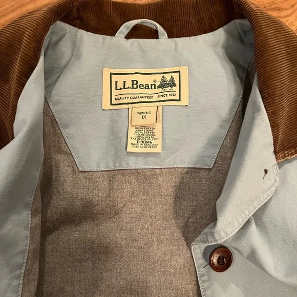 Vintage L.L. Bean light blue barn chore jacket with corduroy Collar - Picture 4 of 5